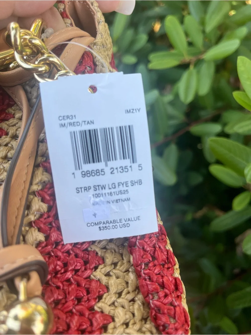 Coach Stripe Faye Bag with Leather Trim-CER31